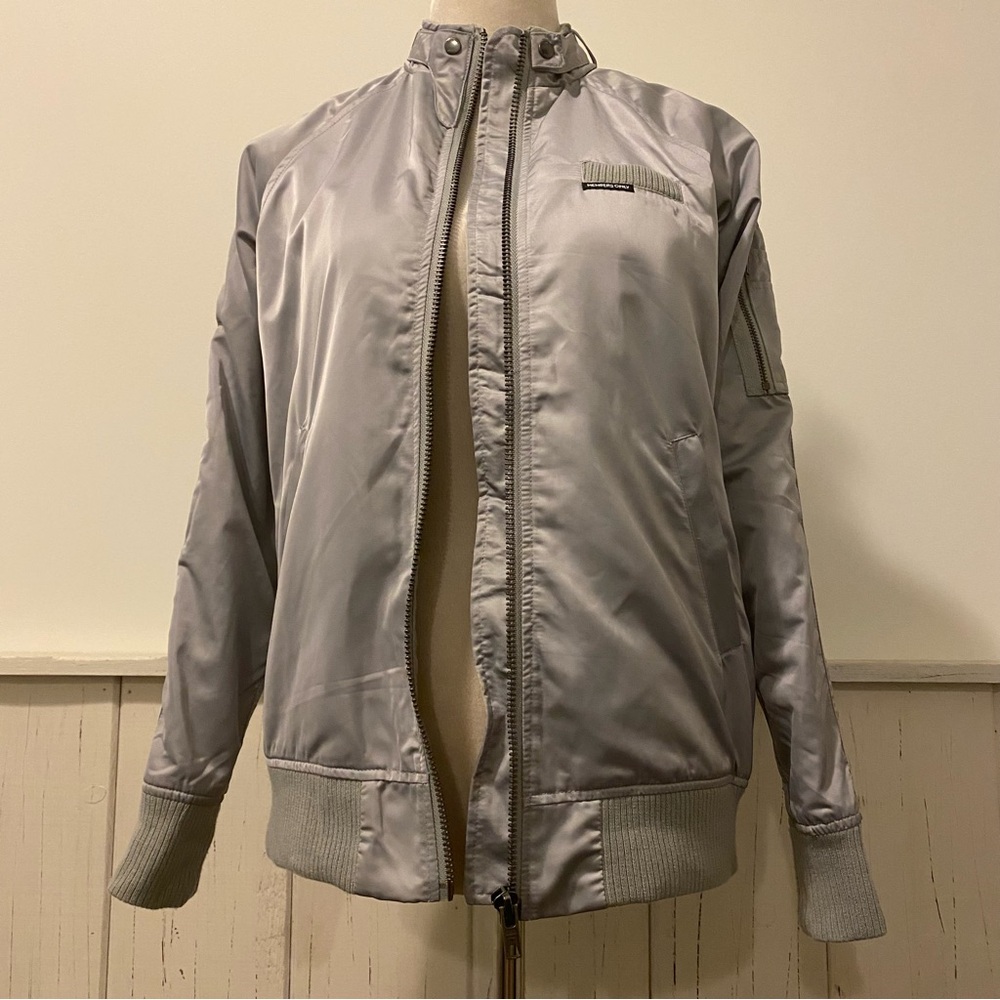 Members Only Extra Small Silver Washer Satin Boyfriend Jacket - Picture 3 of 16